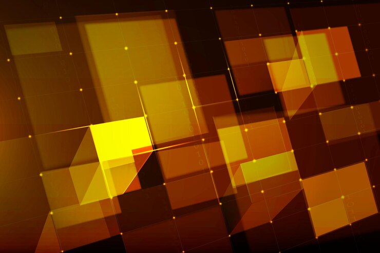 Free Vector digital grid technology background vector in gold tone