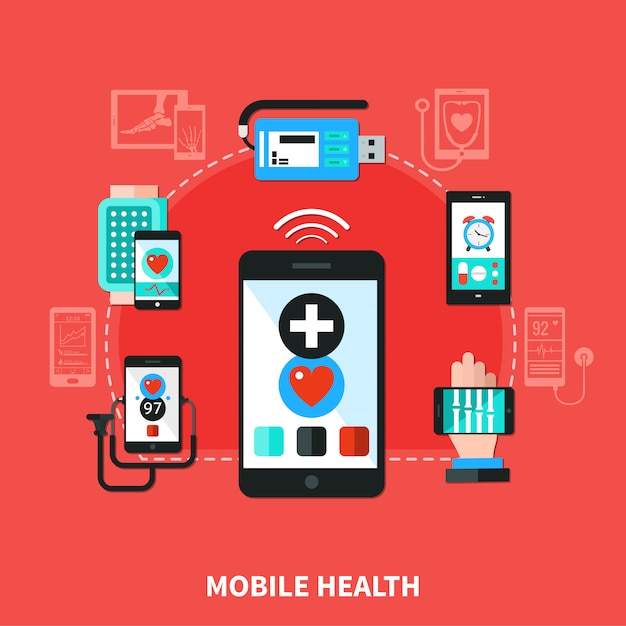 Digital Health Gadgets Flat Poster
