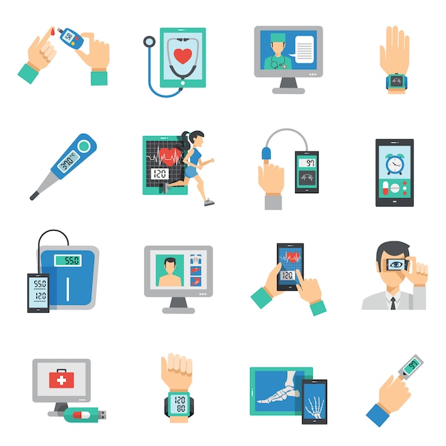Набор иконок цифровой здравоохранения