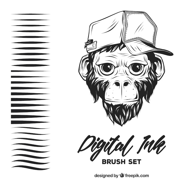 Free vector digital ink, brush set