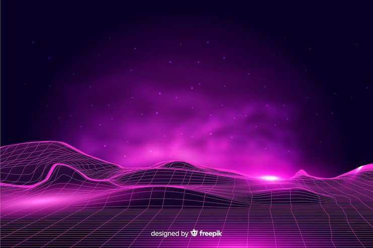 Free Vector digital landscape with particles background