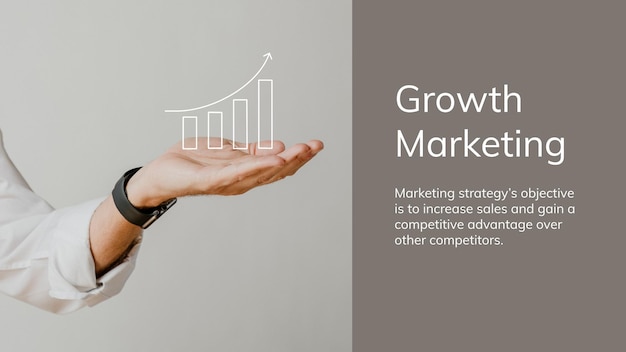 Бесплатное векторное изображение Бизнес-шаблон цифрового маркетинга на тему роста для презентации