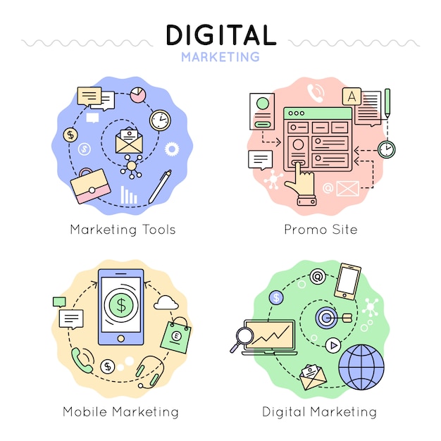 Digital Marketing Colored Icon Set