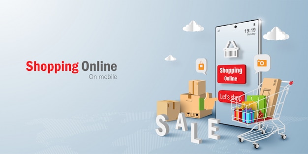 모바일 응용 프로그램의 디지털 마케팅 개념 온라인 쇼핑