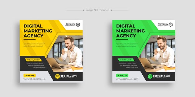 Digital marketing corporate social media post and web banner set