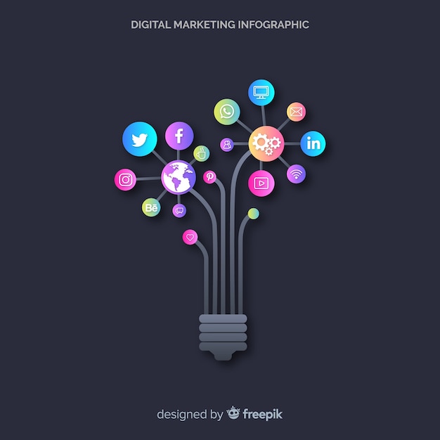 Free vector digital marketing infographic