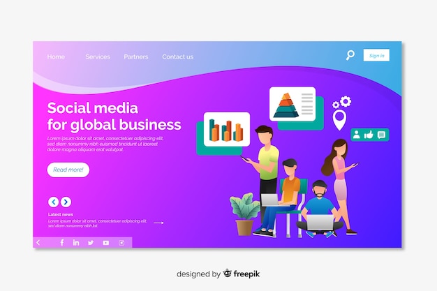 Free vector digital marketing landing page template