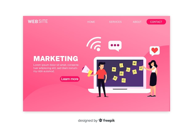 Vettore gratuito modello di landing page di marketing digitale