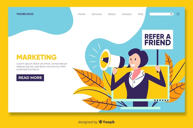 Free vector digital marketing landing page template