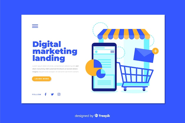 Free vector digital marketing landing page template