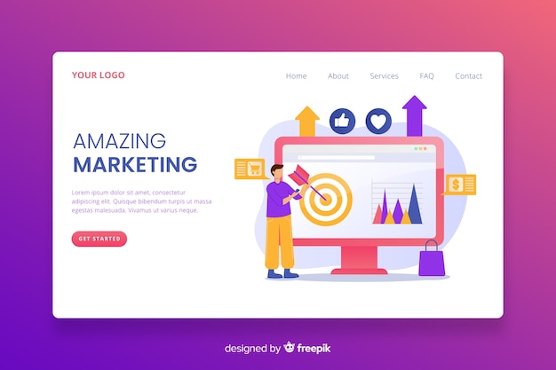 Free vector digital marketing landing page template