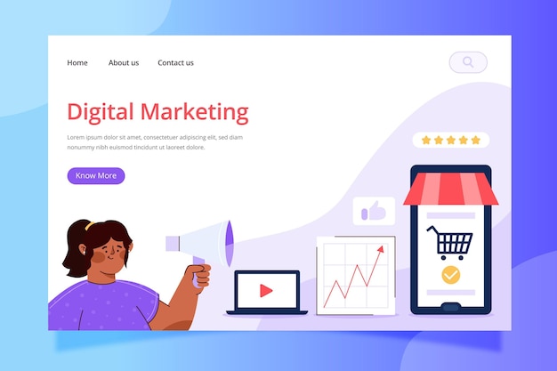 Free vector digital marketing landing page template