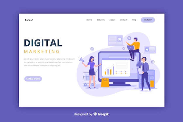 Free vector digital marketing landing page