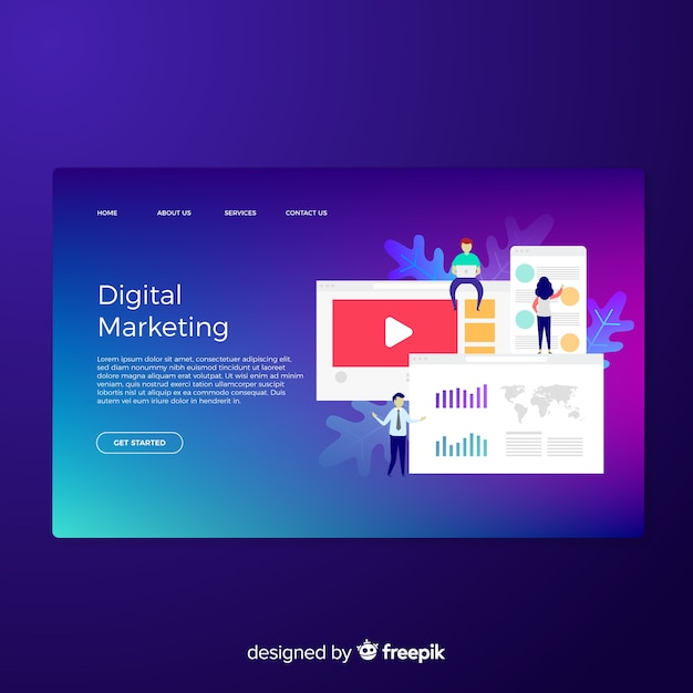 Free vector digital marketing landing page