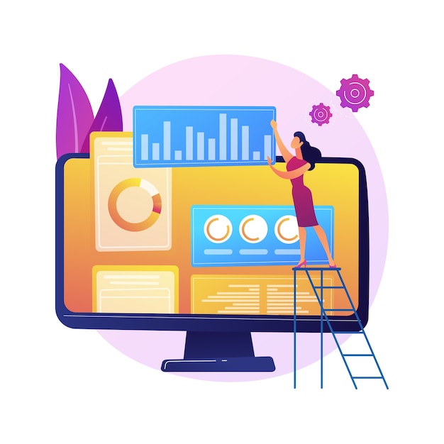 digital marketing plan. smm business, online analytical interface, display advertising. analyst studying statistical data on brand rating 