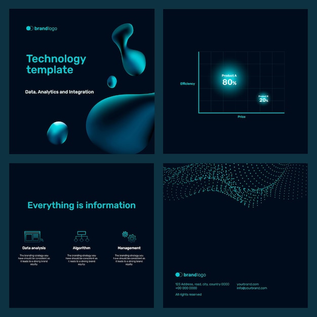 powerpoint background for technology Free vector digital marketing presentation set editable template