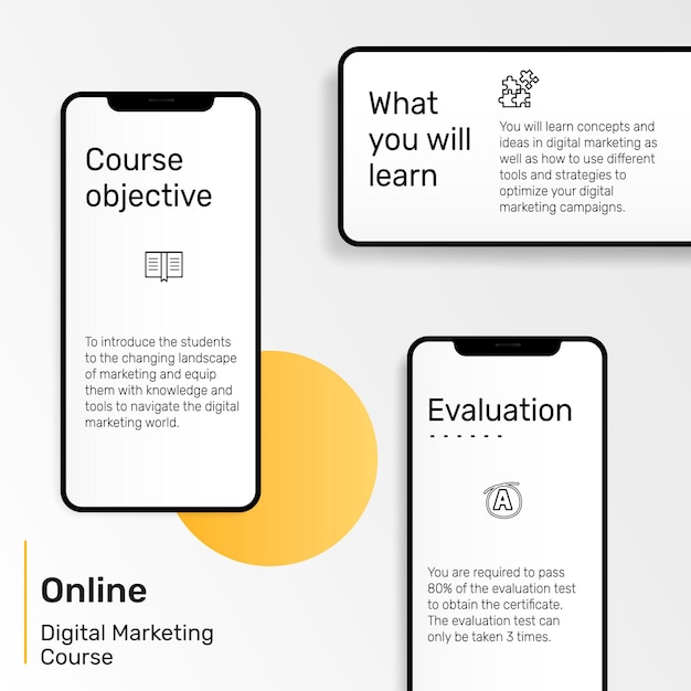 Digital marketing presentation template with mobile phone