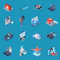 Free vector digital medicine isometric elements