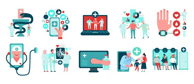 Цифровая медицина набор иконок