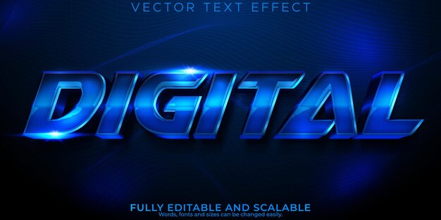 Digital metallic text effect editable techno and space text style