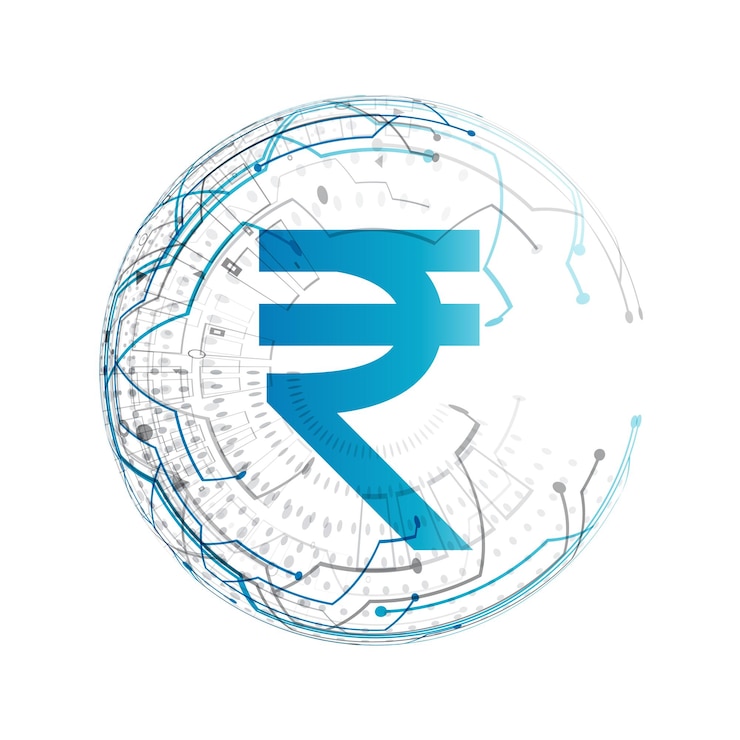 मुफ़्त वेक्टर digital money indian rupee futuristic circuit technology background