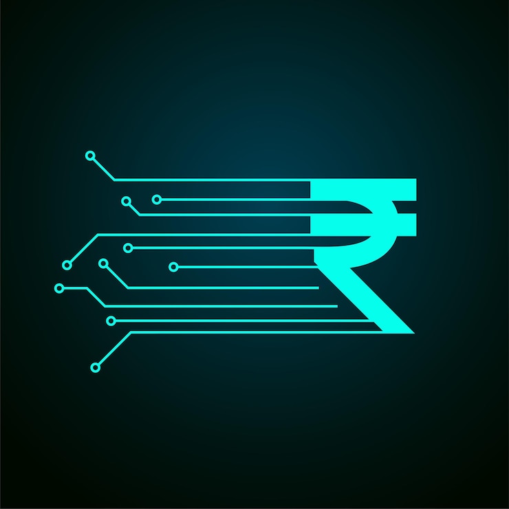 मुफ़्त वेक्टर digital money inr indian rupee futuristic circuit technology background