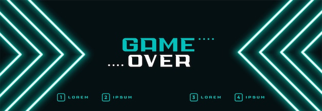 Digital neon game over banner