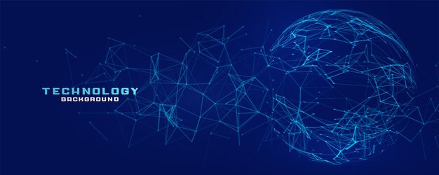 Digital network mesh sphere technology banner