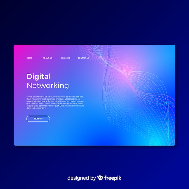 Free vector digital networking landing page