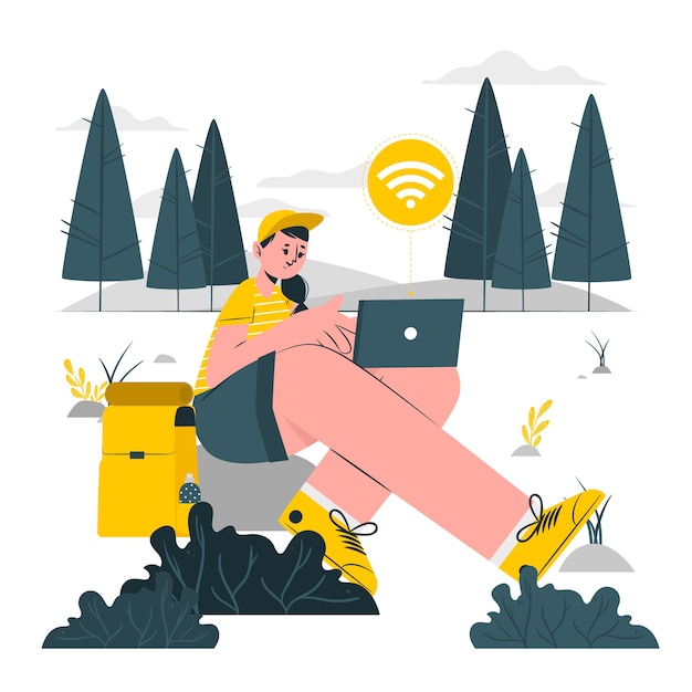 Vettore gratuito illustrazione del concetto di nomade digitale