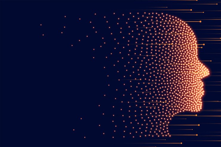 Free Vector digital particle human head sci fi techno concept banner