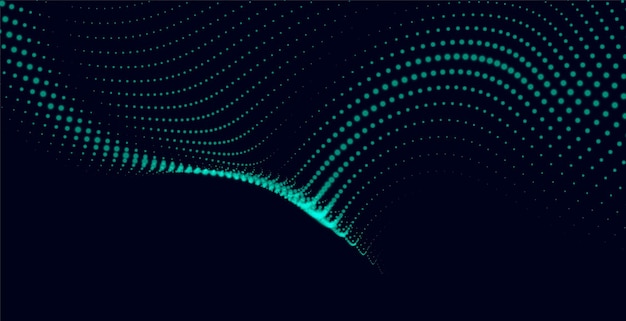 Onde di particelle digitali astraggono sfondo verde