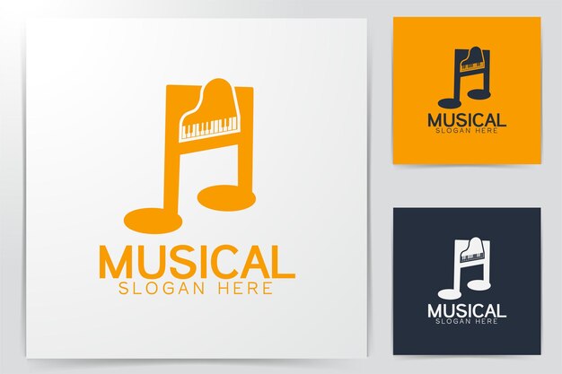 Идеи логотипа ноты цифрового пианино. Дизайн логотипа вдохновения. Шаблон векторные иллюстрации. Изолированные на белом фоне