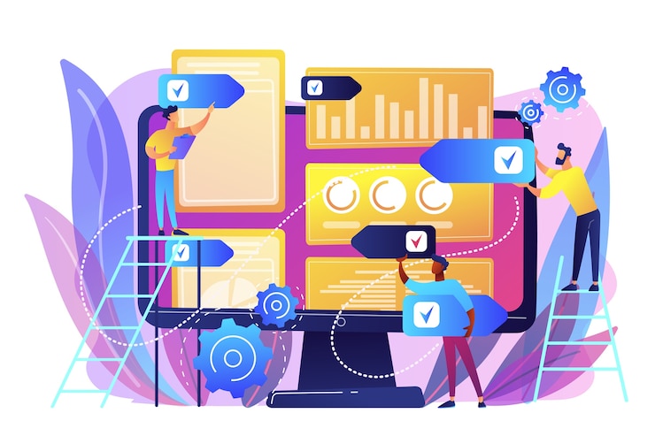 Free Vector digital pr agency increase online presence. pr strategy, natural link acquisition and domain authority, brand awareness and keyword rankings concept. bright vibrant violet  isolated illustration