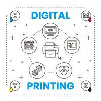 Concetto di stampa digitale con elementi