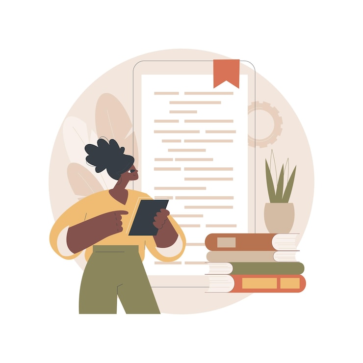 Free Vector digital reading illustration