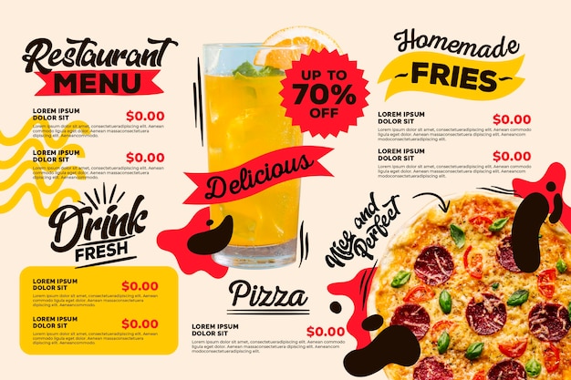 Free vector digital restaurant menu template design