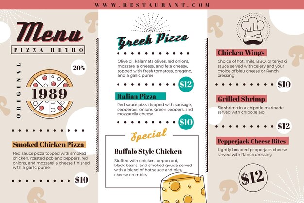 Digital restaurant menu template