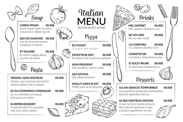 Digital restaurant menu template