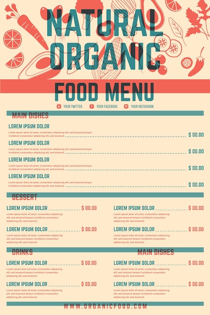 Free vector digital restaurant menu vertical format