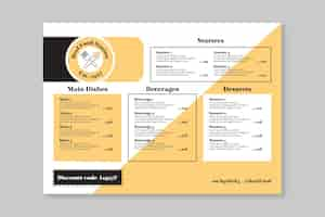 Free vector digital restaurant menu