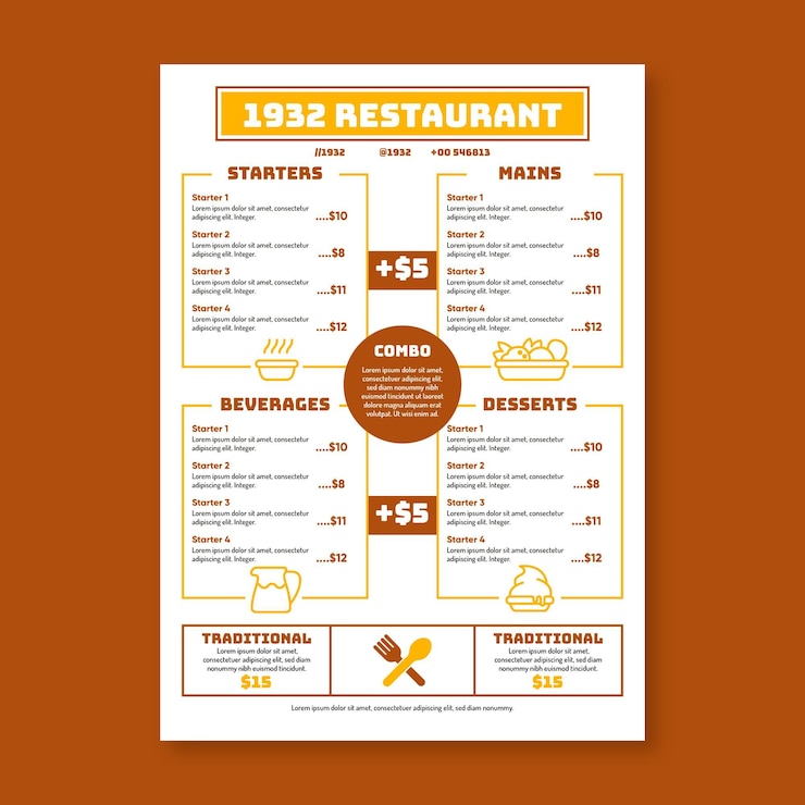 Free Vector digital restaurant menu
