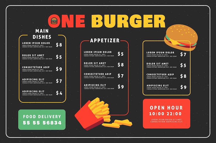 Free Vector digital restaurant menu