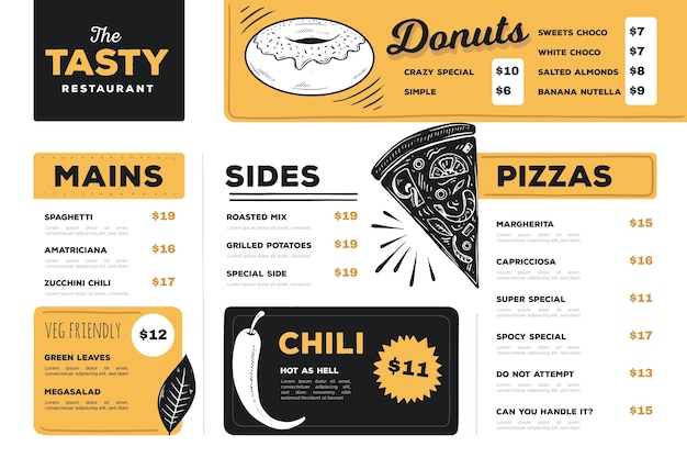 Free vector digital restaurant menu