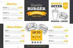 Free vector digital restaurant menu