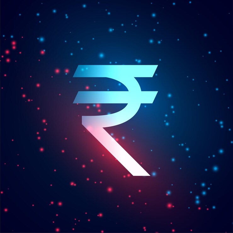 मुफ़्त वेक्टर digital rupee with particles and light effect background