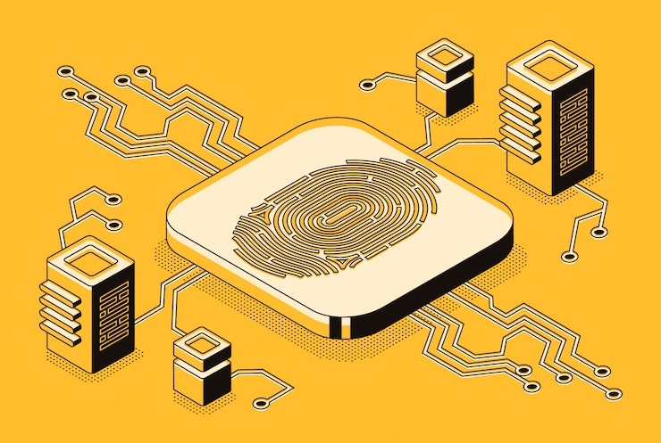 Бесплатный Вектор цифровой безопасный доступ с биометрическими данными