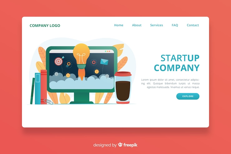 Free Vector digital start up landing page design