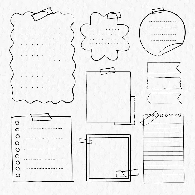 Free Vector digital stickers vector set in hand drawn style