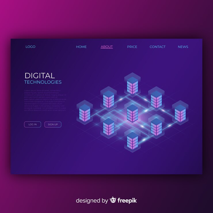 Free Vector digital technologies landing page